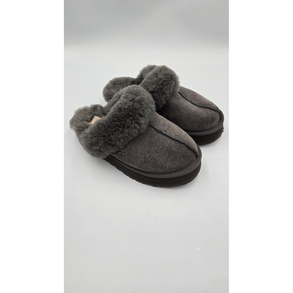 UGG Womens Size 6 Disquette Charcoal Grey Suede Platform Slippers  G16QP5NGS